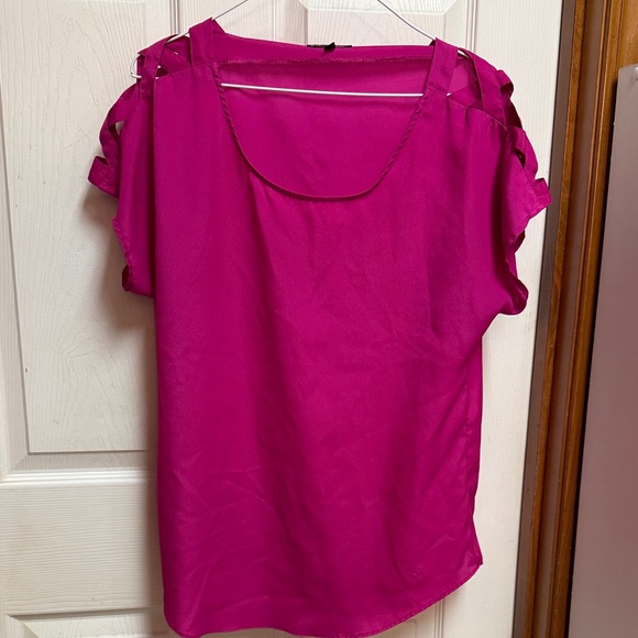 Express Fuchsia Blouse with Cutout Sleeves - Picture 1 of 5
